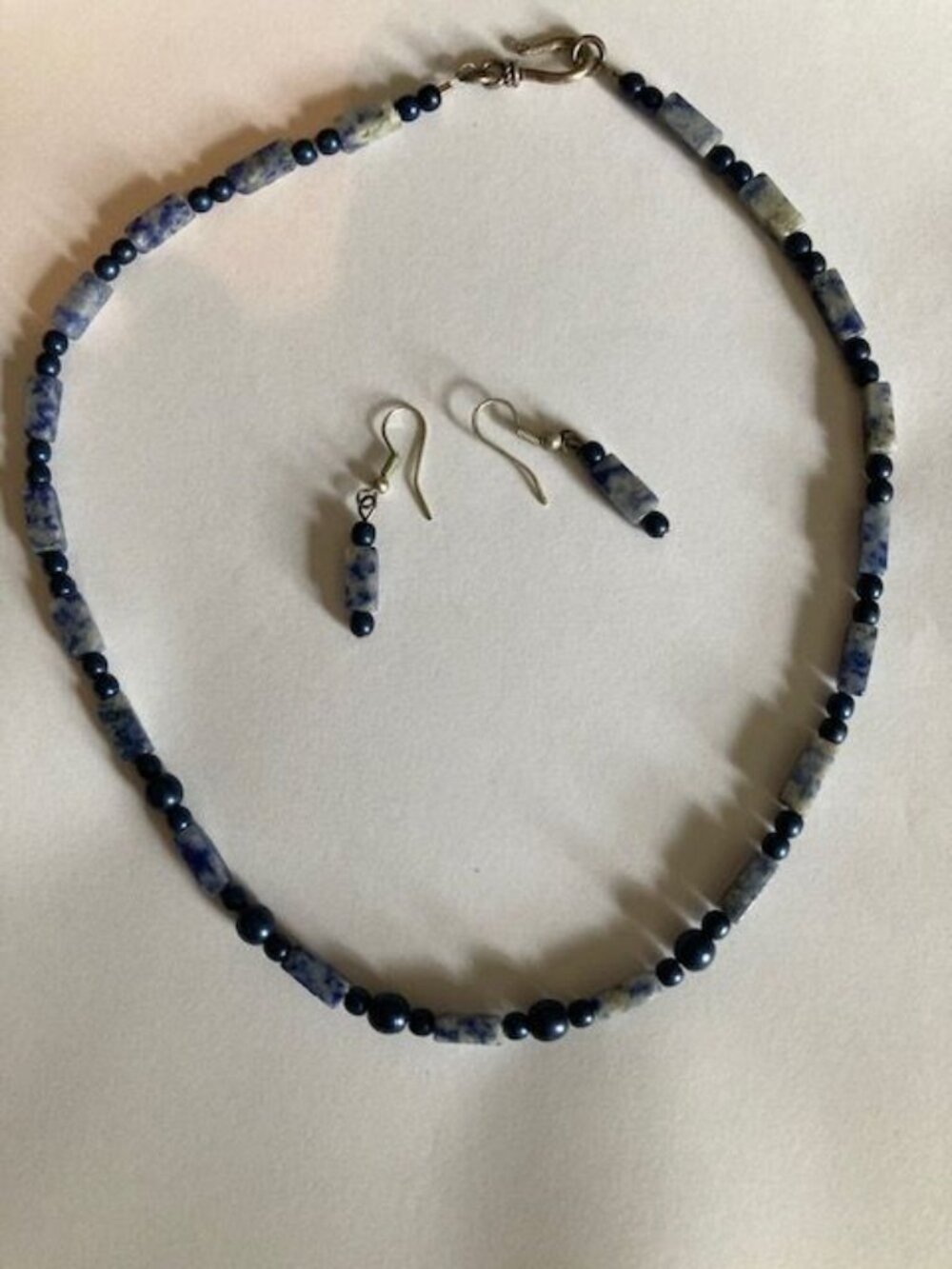 Blue Stone Beaded Necklace and Earring Set